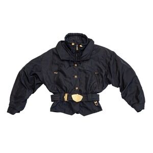 Bogner Women's Ski Jacket Coat Size 8 XS Black Cropped Vintage Retro